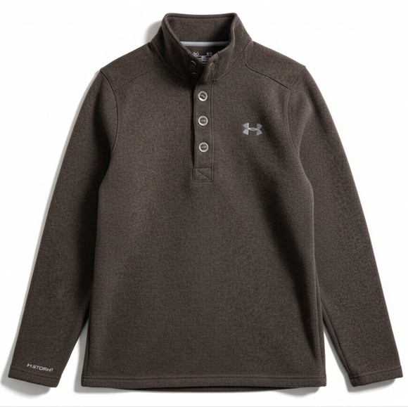 Under Armour Other - Under Armour Men’s Heathered Brown Button Pullover Small Fleece Lined